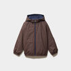 Blouson d&eacute;perlant r&eacute;versible &agrave; capuche marron fonc&eacute; gar&ccedil;on