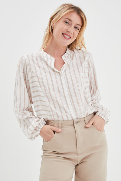 Chemise fils métallisés Creeks ecru femme