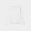 T-shirt coton col rond manches longues blanc femme