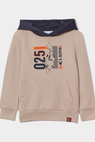Sweat à capuche hoodie coton Pokémon sable garçon