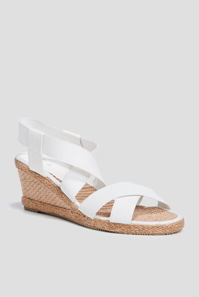 Sandales compensées blanc femme