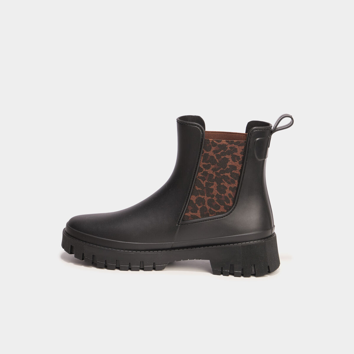 Boots de pluie &eacute;lastiqu&eacute;e noir femme