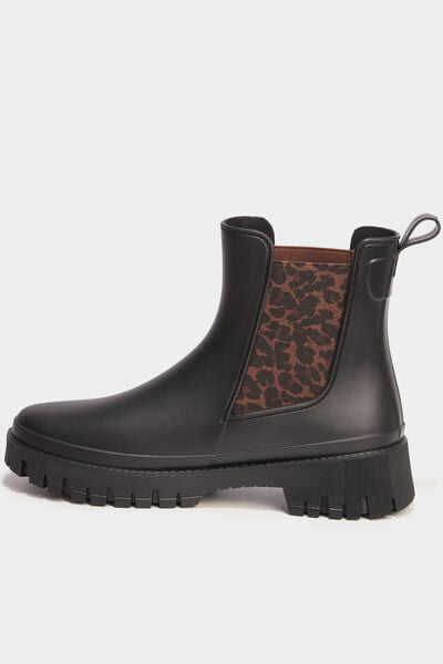 Boots de pluie &eacute;lastiqu&eacute;e noir femme