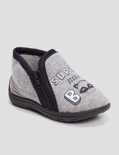 Chaussons bottillons gris bébé garçon