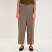 Pantalon droit cropped taille haute marron femme