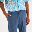Bermuda chino &agrave; coulisse lin m&eacute;lang&eacute; bleu homme