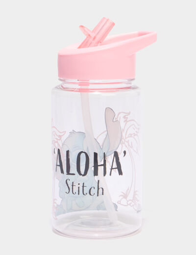 Gourde Stitch avec paille int&eacute;gr&eacute;e rose mixte