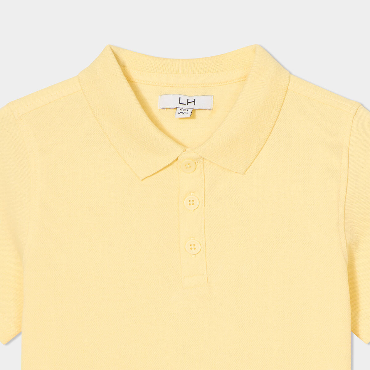 Polo manches courtes &agrave; d&eacute;tail brod&eacute; jaune clair gar&ccedil;on
