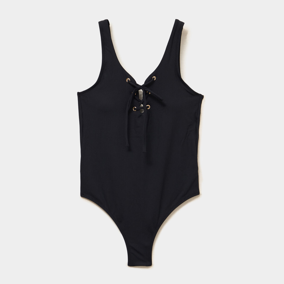 Maillot de bain une pi&egrave;ce &agrave; la&ccedil;age noir femme