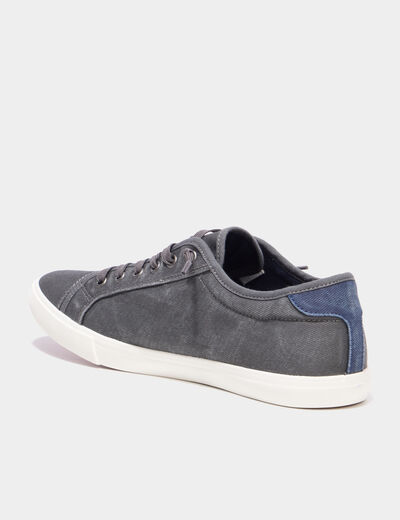 Tennis basses en toile effet denim gris homme