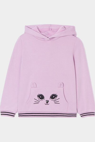 Sweat à capuche hoodie détails sequins parme fille