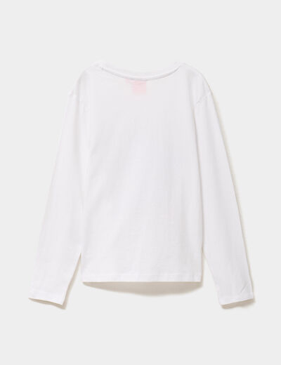 T-shirt manches longues No&euml;l Stitch blanc fille