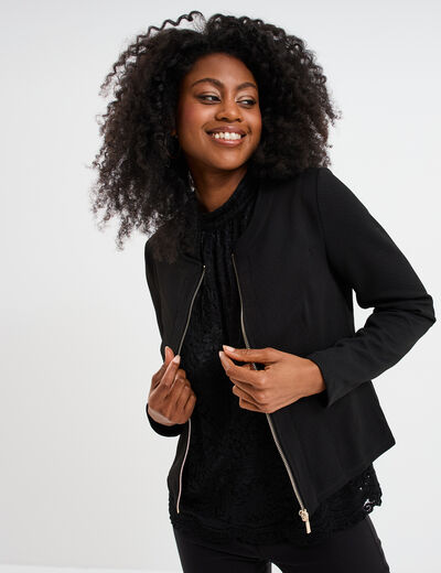Veste cintrée zippée noir femme