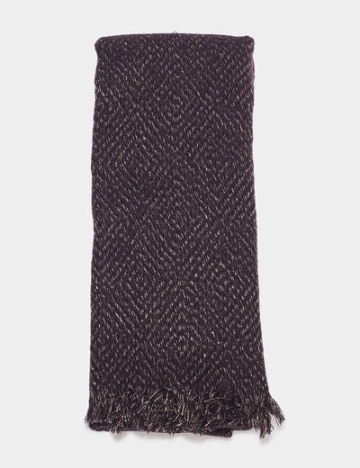 Écharpe à franges fines noir femme