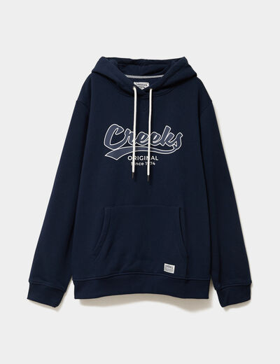 Sweat hoodie 1 poche manches longues bleu marine homme