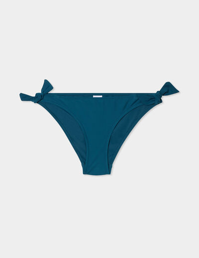 Bas de maillot de bain détails noeuds bleu pétrole femme