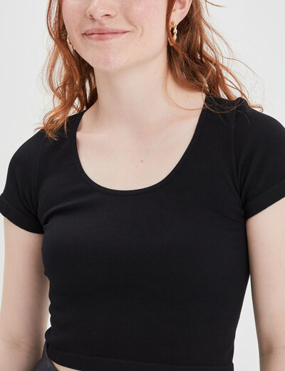 T-shirt manches courtes noir femme
