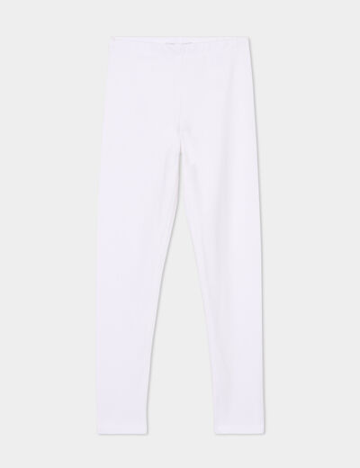 Legging long coton taille élastiquée blanc fille