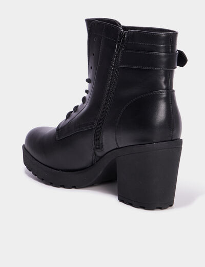 Boots &agrave; lacets et talons 5 cm noir femme