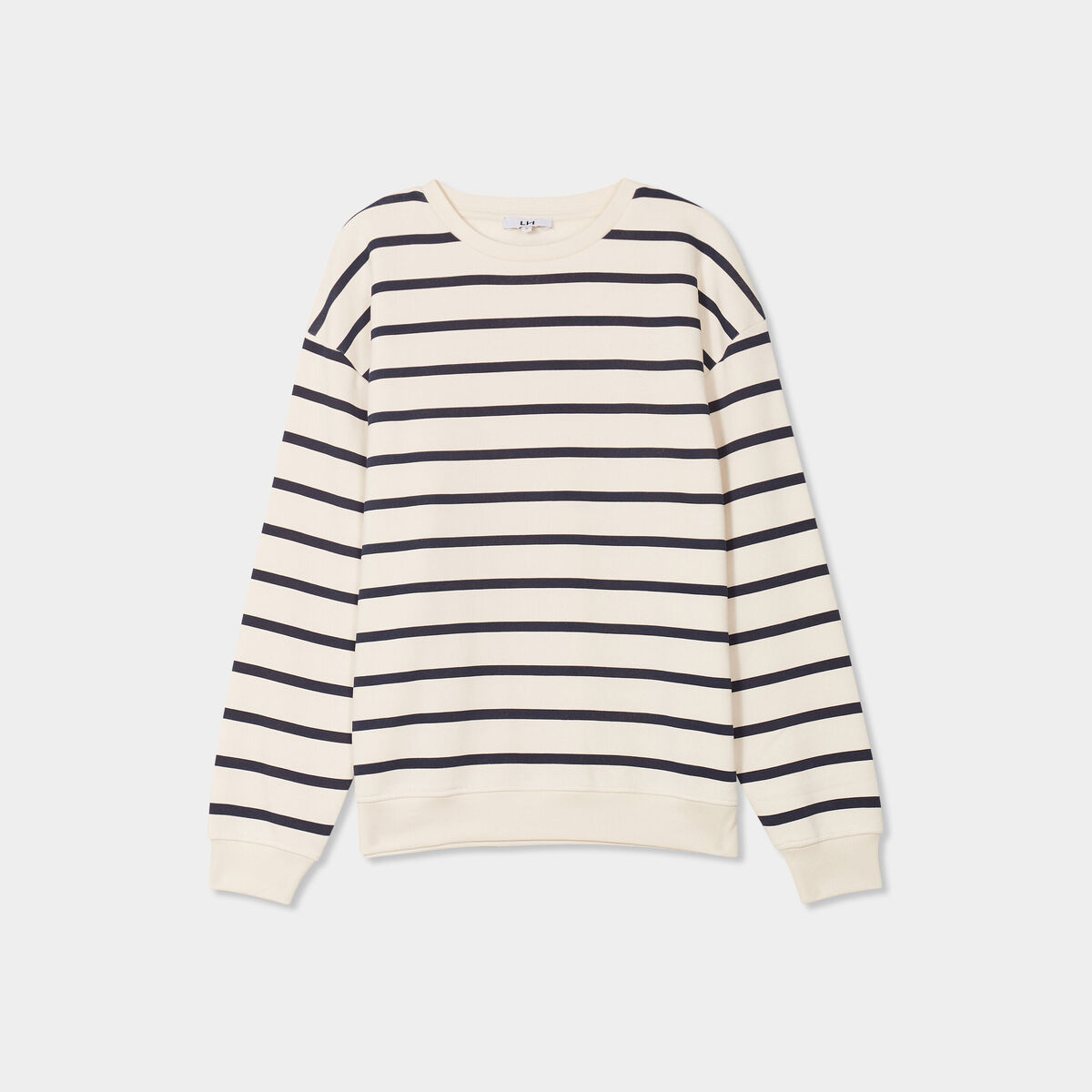 Sweat marini&egrave;re molleton manches longues ecru femme