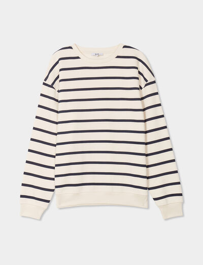 Sweat marini&egrave;re molleton manches longues ecru femme