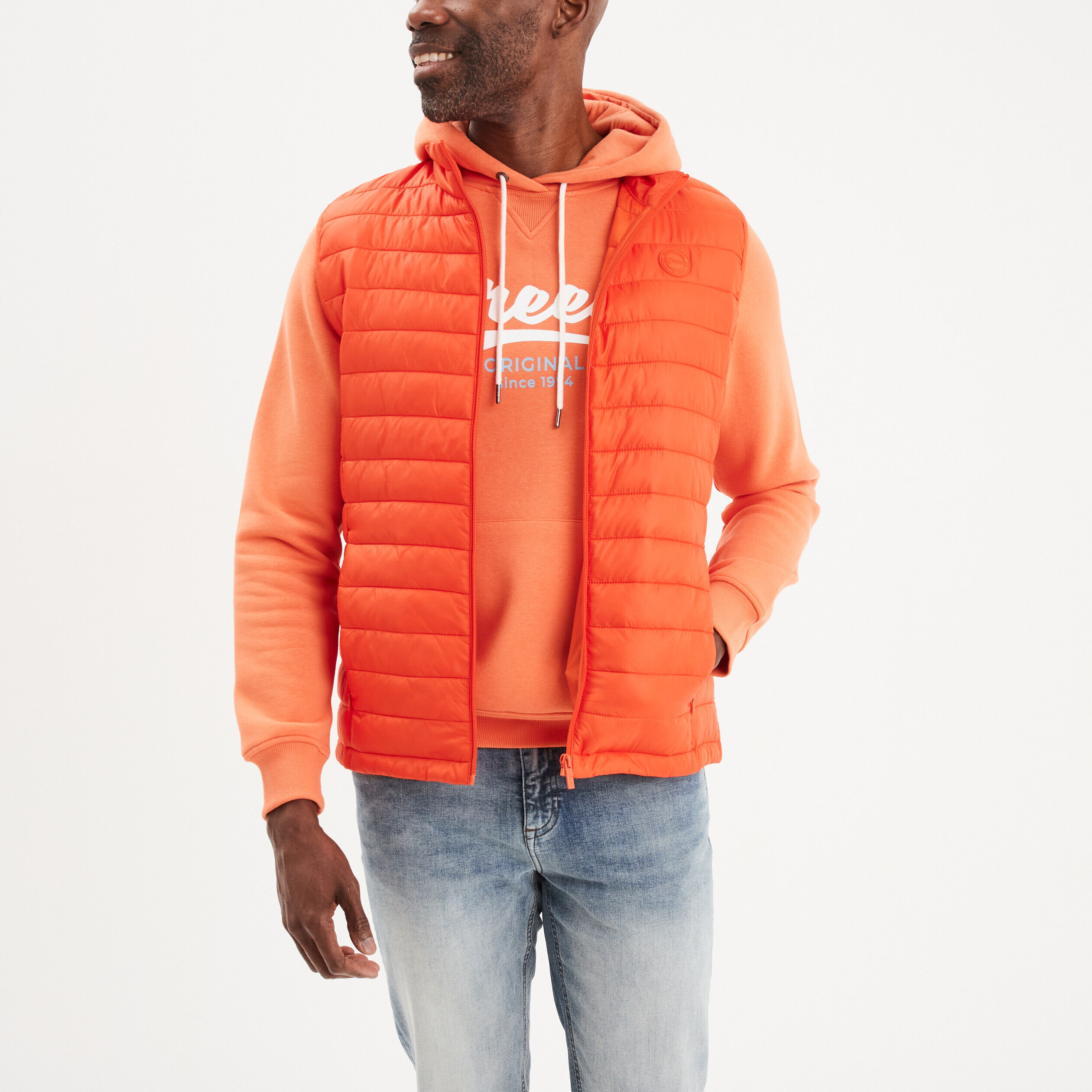 Doudoune légère zippée sans manches orange homme CREEKS
