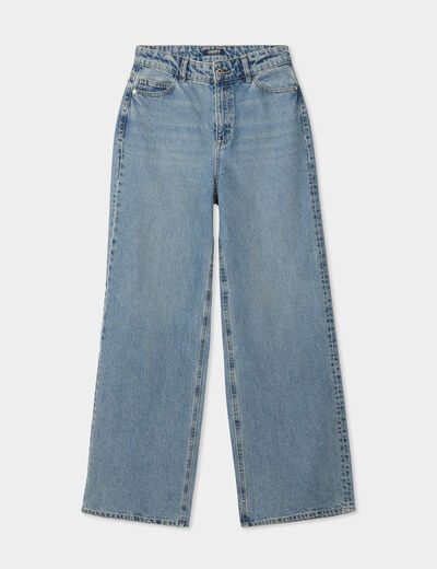Jeans large coton denim dirty femme