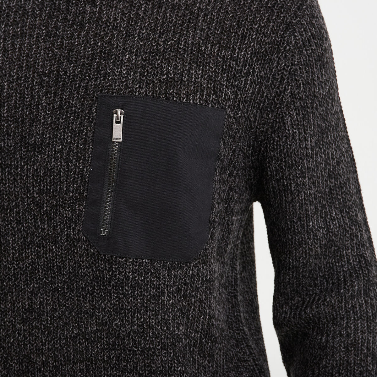 Pull 1 poche buste zipp&eacute;e Liberto gris fonc&eacute; homme