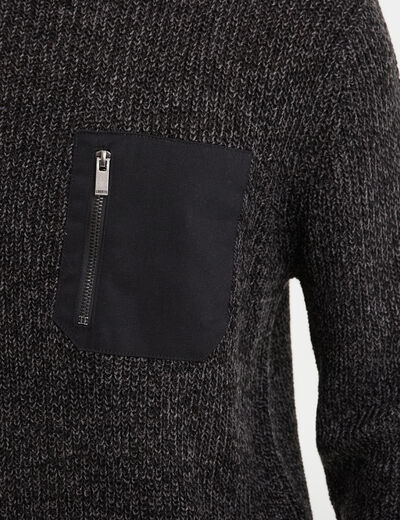 Pull 1 poche buste zippée Liberto gris foncé homme