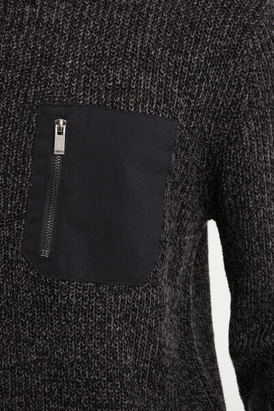 Pull 1 poche buste zipp&eacute;e Liberto gris fonc&eacute; homme