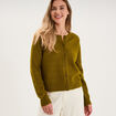 Gilet col rond manches longues vert olive femme