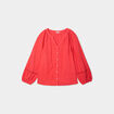 Blouse manches longues gaze de coton rouge femme grande taille