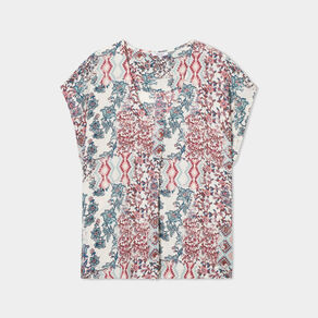 blouse col en v manches courtes ecru femmegt Blouse col en V manches courtes ecru femme grande taille