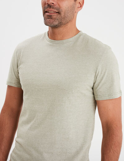 T-shirt col rond manches courtes Creeks vert kaki homme