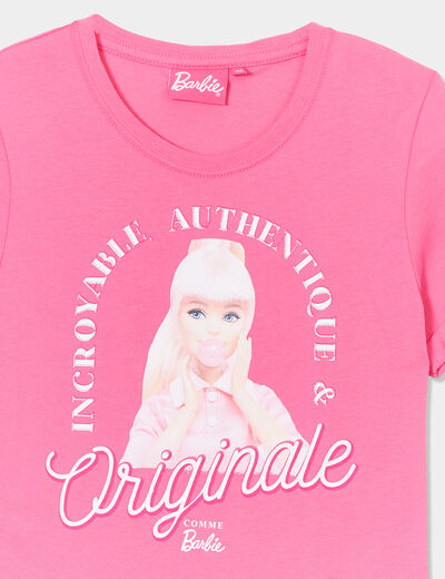 T-shirt manches courtes coton Barbie rose fushia fille