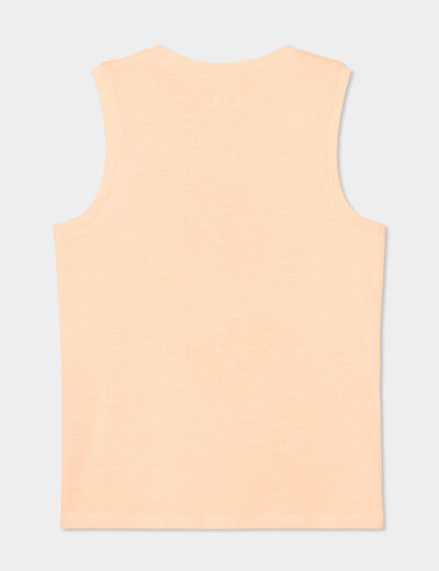 Débardeur col rond sans manches coton orange fluo garçon