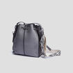 Sac seau bi-matière à bandoulière gris femme