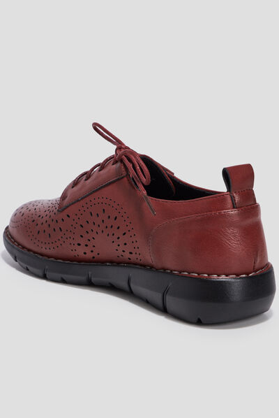 Derbies à lacets compensées rouge femme
