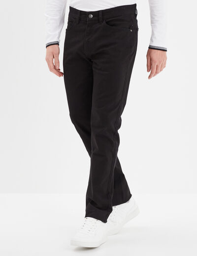 Pantalon droit en coton stretch noir homme