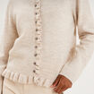 Gilet col rond &agrave; volants boutonn&eacute; ecru femme