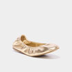 Ballerines &eacute;lastiqu&eacute;es &agrave; bout rond jaune or femme