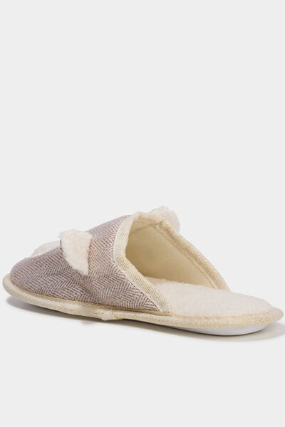 Chaussons mules doublure polaire sable femme