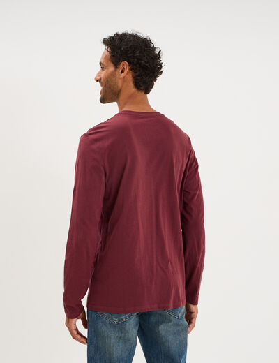 T-shirt manches longues prune homme