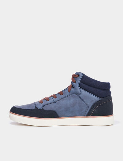 Baskets montantes à lacets bleu homme