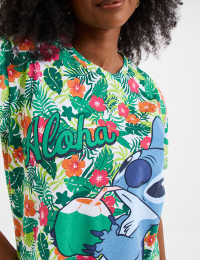 T-shirt manches courtes coton Stitch multicolore femme