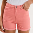 Short en jean slim coton stretch rose vif femme