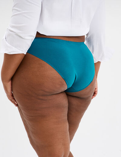 Culotte empiècements dentelle bleu canard femme grande taille