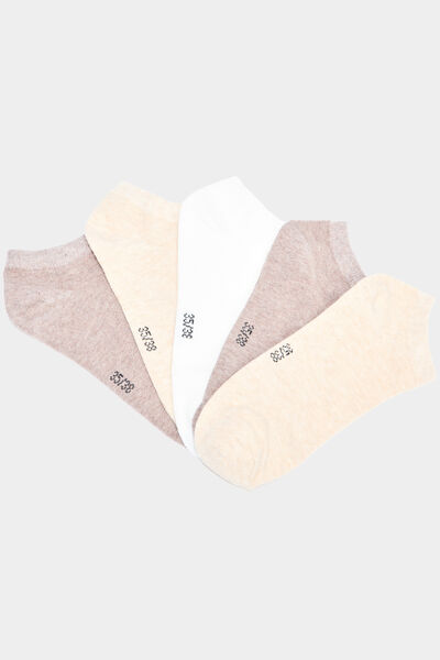 Lot 5 paires chaussettes invisibles sable mixte