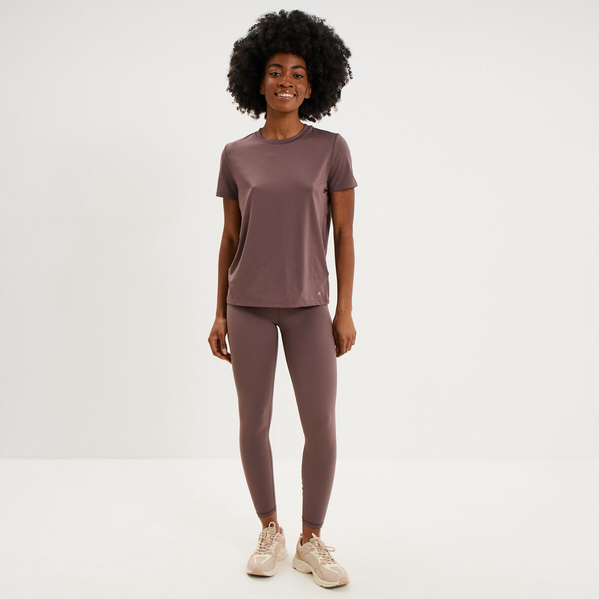 T-shirt de sport droit manches courtes mauve femme