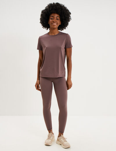 T-shirt de sport droit manches courtes mauve femme